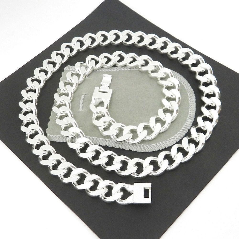 Corrente Masculina 51Cm 13Mm Largura Folheada Prata Cr243