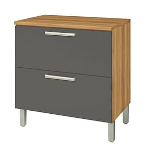 Balcão de Cozinha 80 Cm Burguesa Premium 1 Porta 1 Gaveta 100% Mdf Amadeirado Freijó/Grafite - Nesher