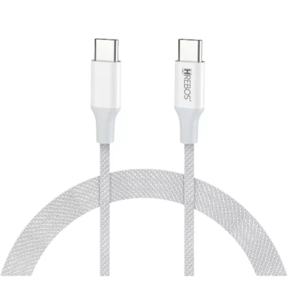 Cabo USB-C Dual Tipo-C Reforçado Hrebos Premium White Braids 1.2 m