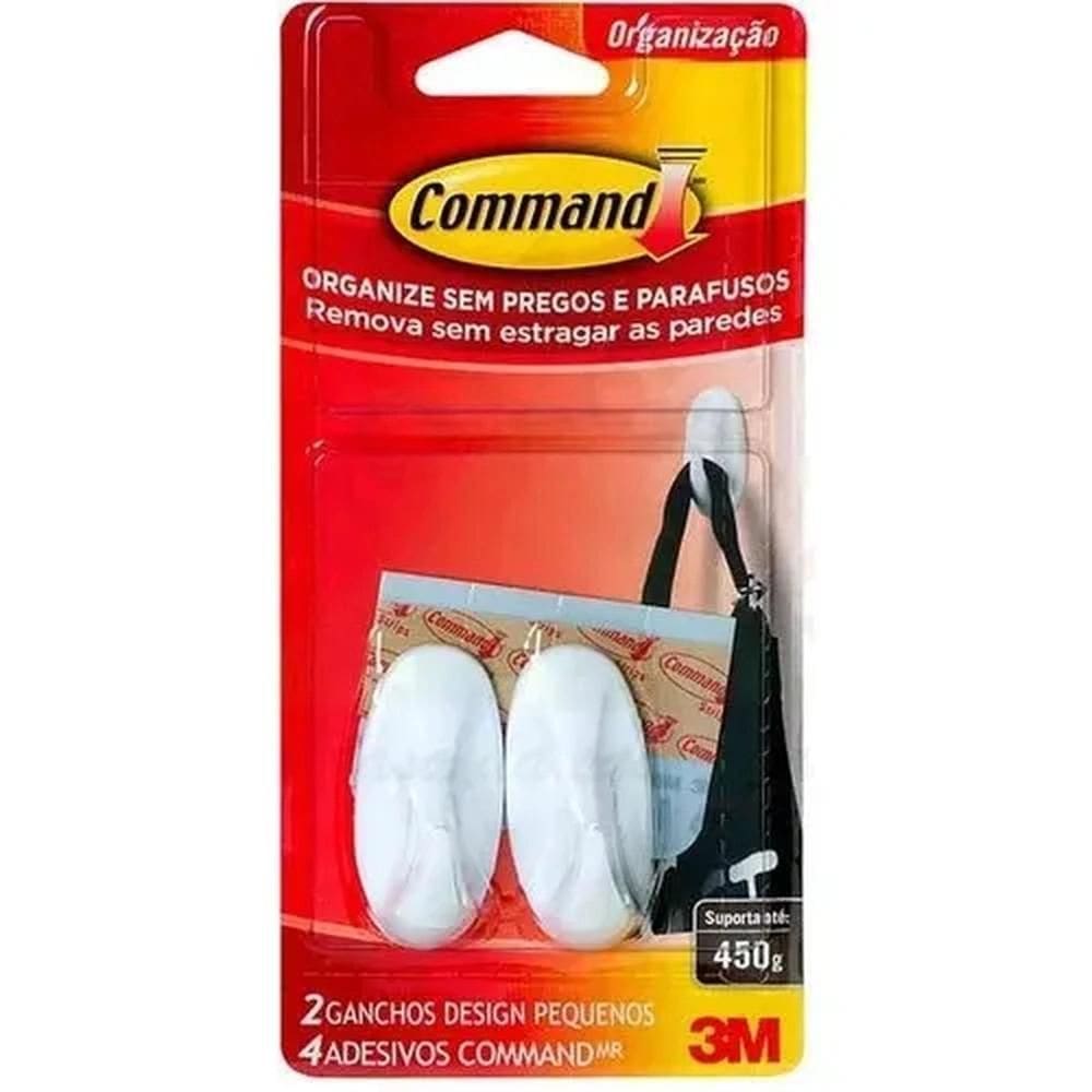 Gancho Adesivo Pequeno Com 2 Design Command 3M Até 450G