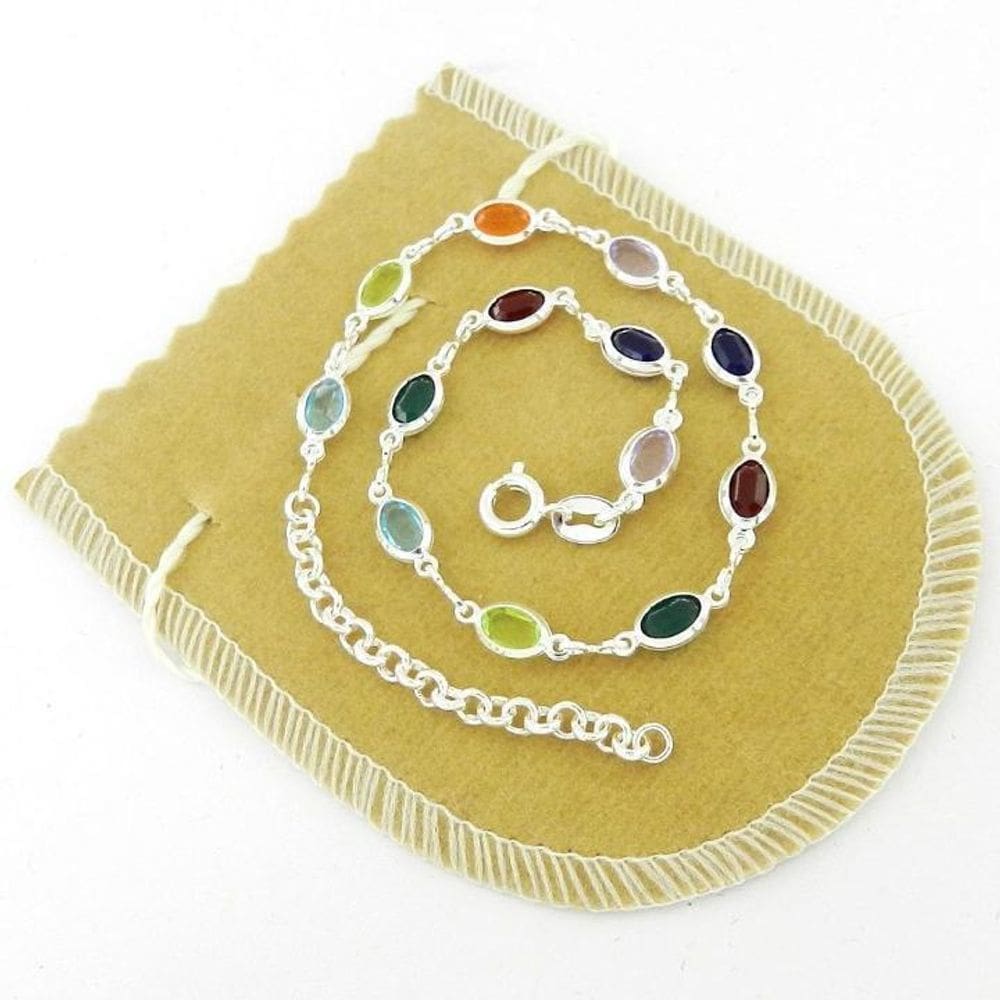 Pulseira Feminina 20/24Cm Colorida 5Mm Folheada Prata Pl378