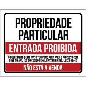 Placa Propriedade Particular Não Está A Venda 36X46
