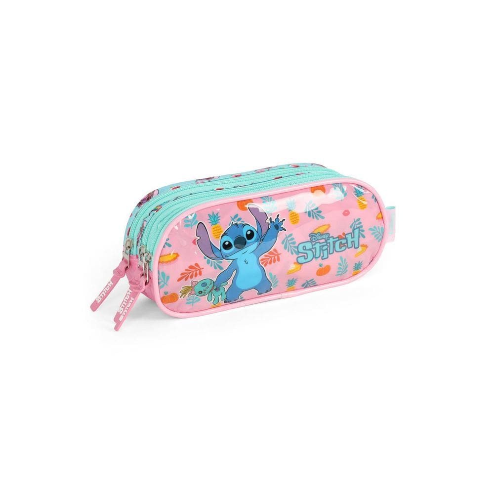 Estojo Escolar Stitch Rosa Triplo Ei41555