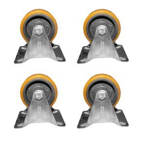 Kit 4 Rodinhas 75Mm Ferro Com Poliuretano 3`` Com Placa Fixa