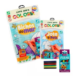 Livro Para Colorir Infantil Giz De Cera 6 Unidades Diversão