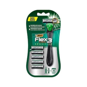 Aparelho De Barbear Bic Flex 3 Hybrid + 5Un Cargas Sensitive