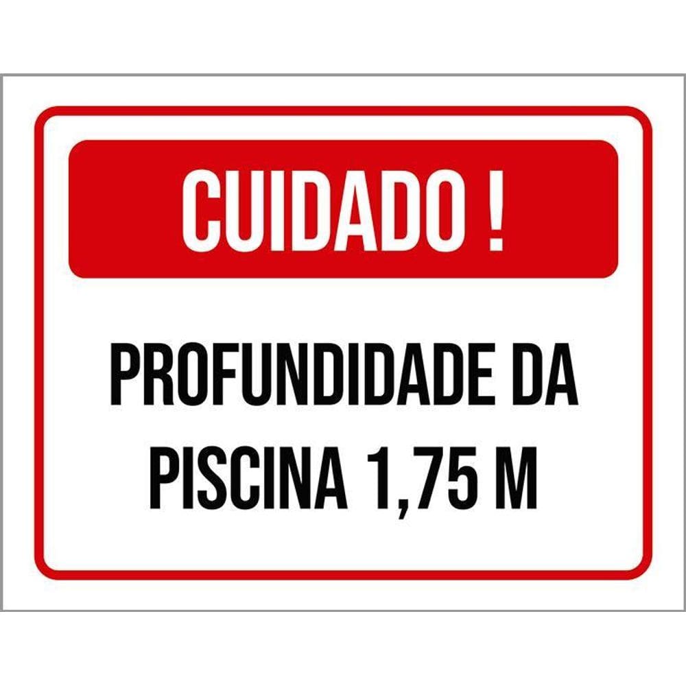 Placa Vermelha - Cuidado Profundidade Piscina 1,75M 36X46