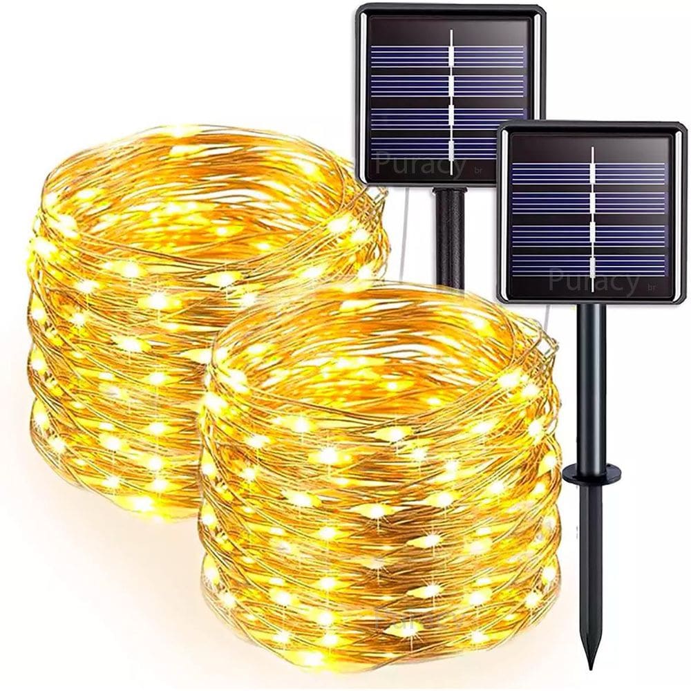 Kit 2 Pisca Pisca Led Solar Natal Casa Jardim Varanda Árvore