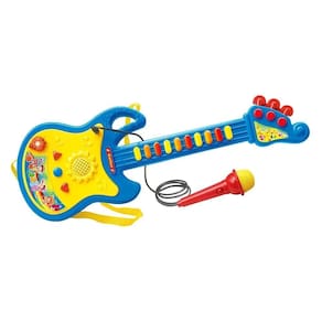 Guitarra Musical Brinquedo Infantil Luz E Som Com Microfone