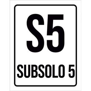 Placa Sinalização Ambiente Indicativo S5 Subsolo 5 36X46