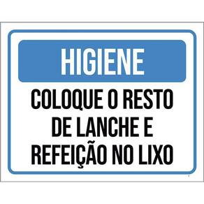 Placa Higiene Coloque Resto Lanche Lixo 36X46