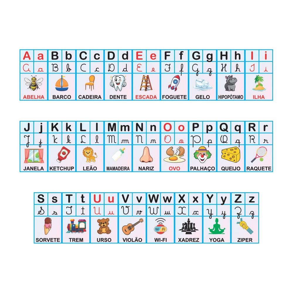 Faixa Banner Alfabeto Ilustrado 35X500Cm Abecedario Infantil