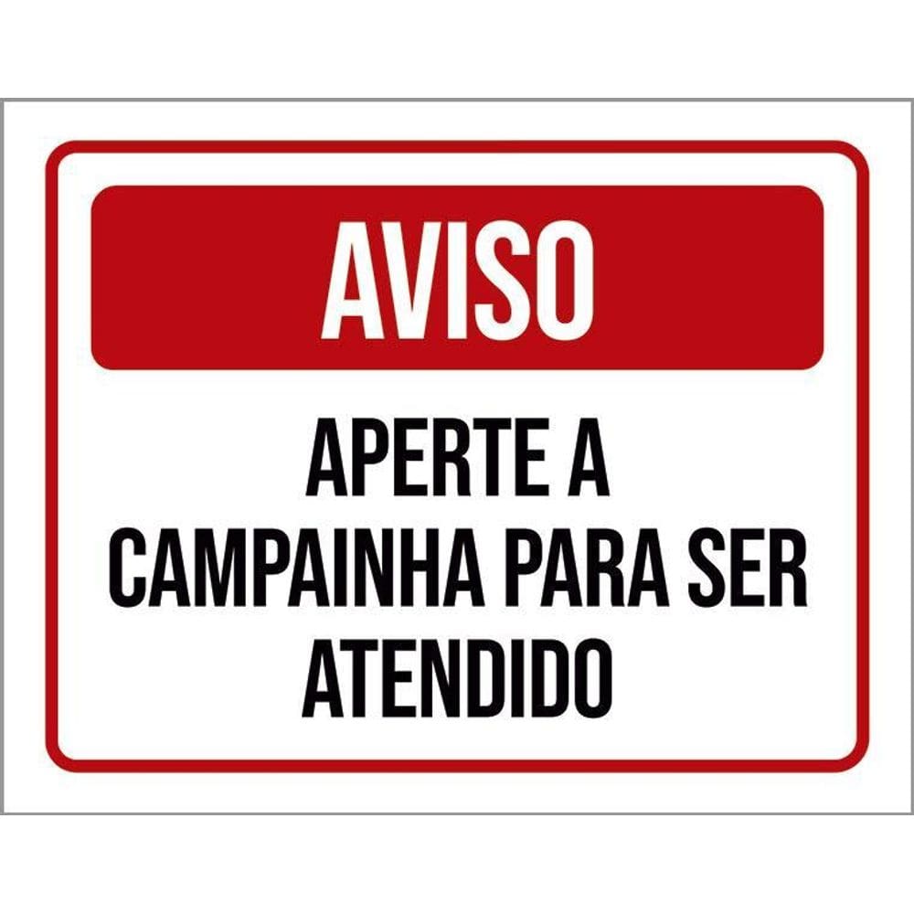 Kit 3 Placas Aviso Aperte Campainha Para Ser Atendido