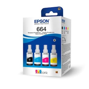 Kit com 4 Refis de Tinta T664 Preto e Color T664520-4P EPSON