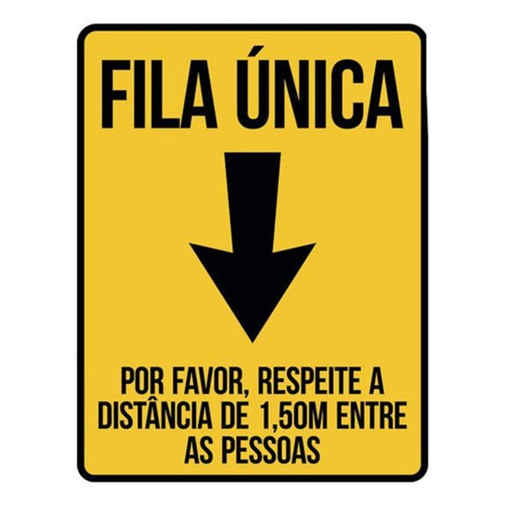 Kit 3 Placas Fila Única Respeite Distância Entre Pessoas