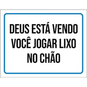 Kit 3 Placas Deus Está Vendo Você Jogar Lixo Chão