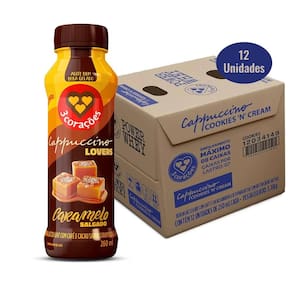 Kit 12 Cappuccino Pronto Caramelo Salgado 3 Corações 260Ml