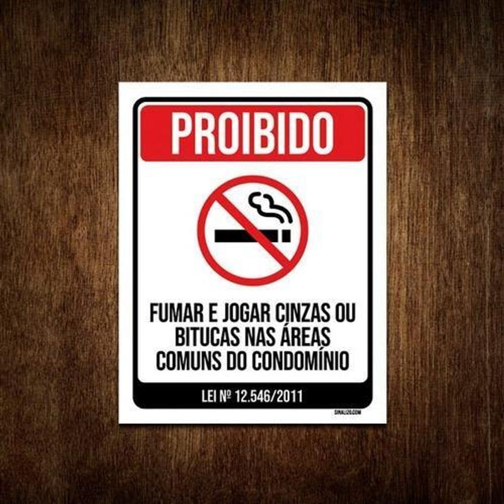 Placa De Sinalização - Proibido Fumar No Condomínio 36X46