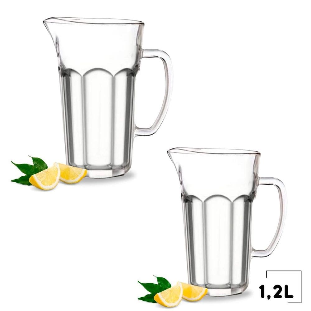 Kit 2 Jarra De Vidro Jade Transparente 1,2L Para Suco Água
