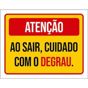 Kit 3 Placas Atenção Ao Sair Cuidado Com Degrau