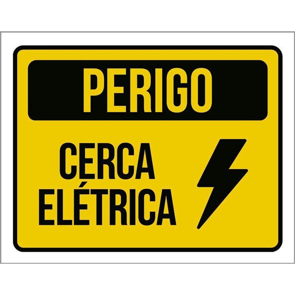 Placa Advertência: Perigo Cerca Elétrica - Plástico 36X46