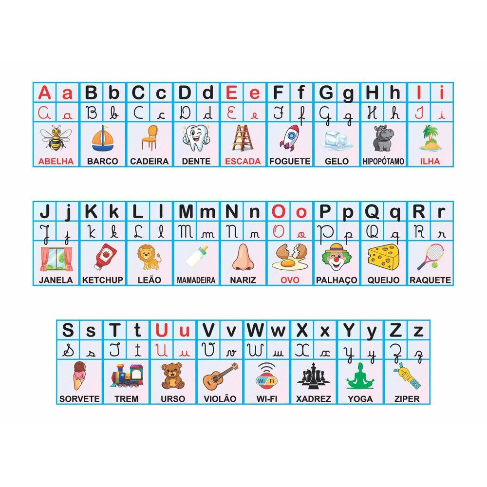Faixa Banner Alfabeto Ilustrado 35X500Cm Abecedario Infantil