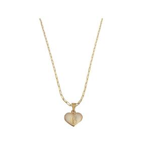 Colar Cartier 50Cm Coração Branco Letra G Banhado Ouro 18K