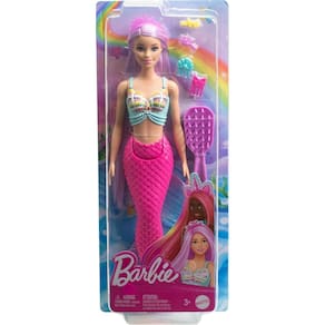 Barbie Sereia Cabelo Lilás Cauda Rosa Escova E Aces. Hrr00