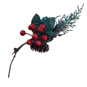 Galho Natalino Folhas Frutos Pinha Natal 28Cm Multiart