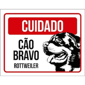 Kit 3 Placas Cuidado Cão Cachorro Bravo Rottweiler