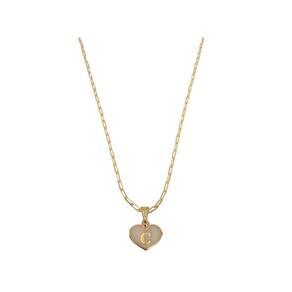 Colar Cartier 50Cm Coração Branco Letra C Banhado Ouro 18K