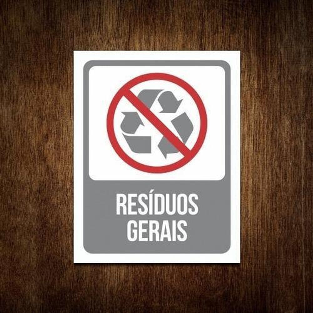 Placa De Sinalização Advertência - Resíduos Gerais 36X46