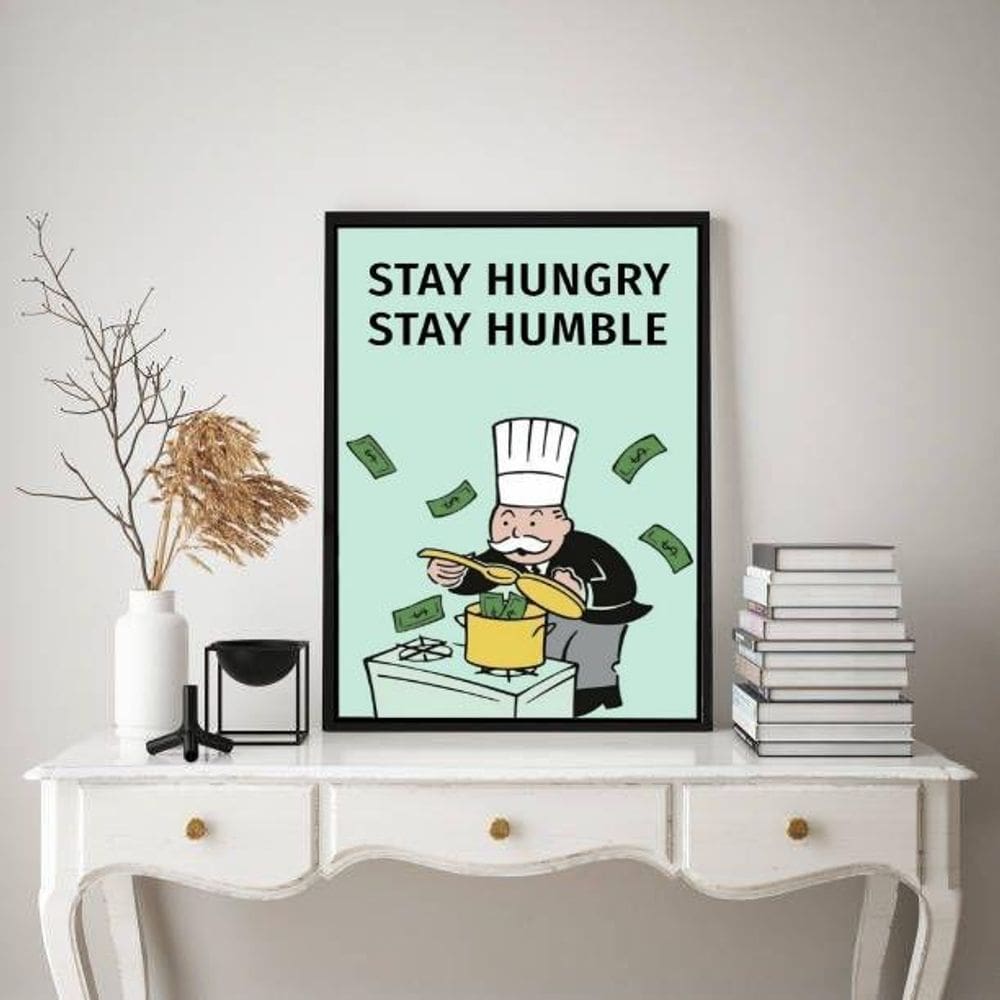 Quadro Stay Humble - Sr. Monopoly 45X34Cm - Com Vidro