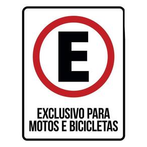 Placa Estacionamento Exclusivo Motos Bicicletas 36X46