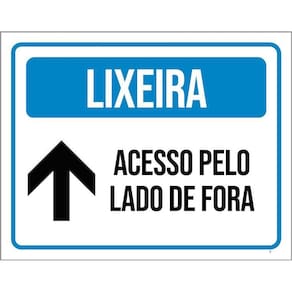 Kit 3 Placas Sinalização - Lixeira Acesso Pelo Lado De Fora