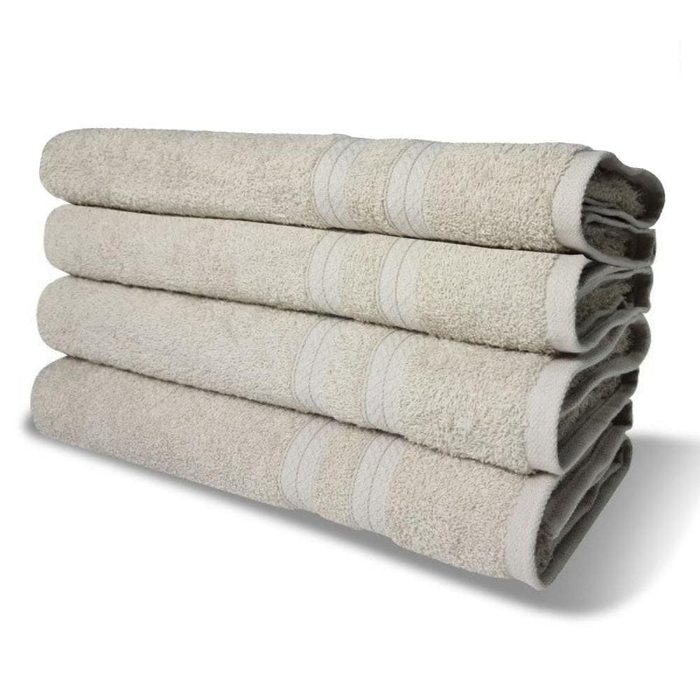 Kit Com 4 Toalhas De Banho 430g/m² Grande Grossa 80x150cm Itália Soft - Bege