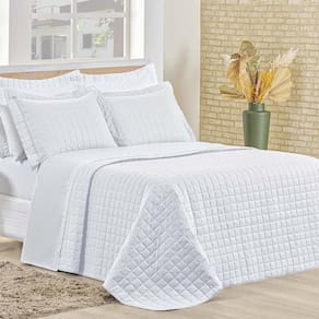 Cobre Leito Casal Padrão Montreal Algodão 150 Fios 3 Peças - Branco