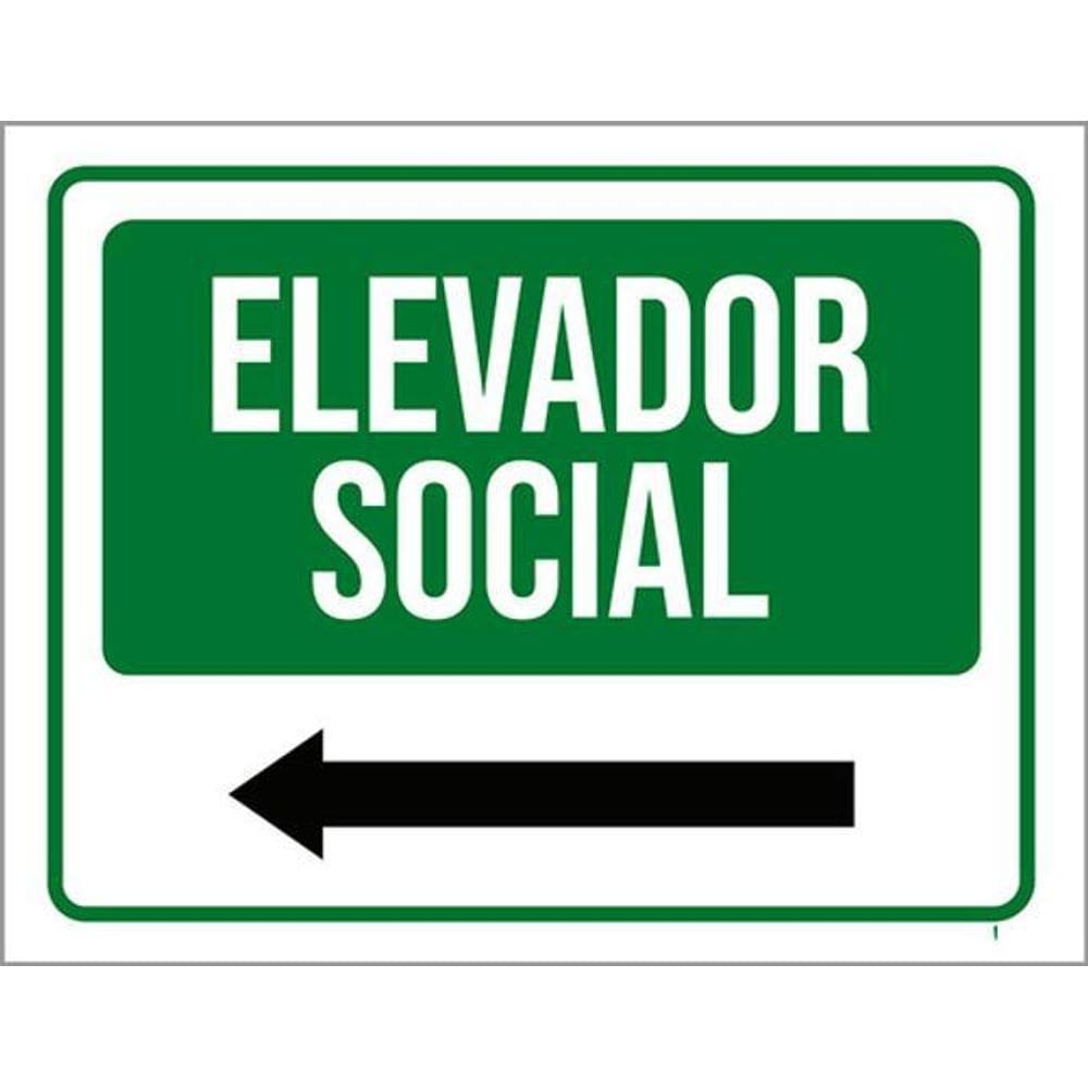Kit 3 Placas Elevador Social Seta Esquerda