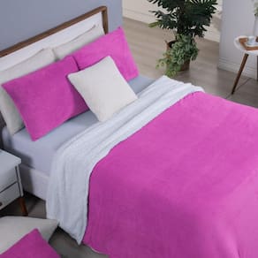 Cobertor Solteiro Canada Mantinha/sherpa 2 Peças - Pink