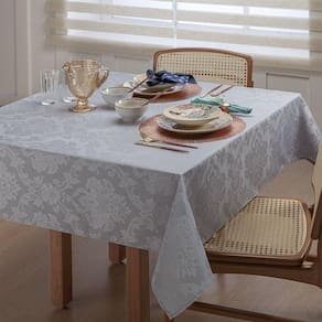 Toalha De Mesa Damask 12 Lugares 160x320 Ligamento Cetim Cinza