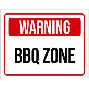 Kit 3 Placas Warning Bbq Zone