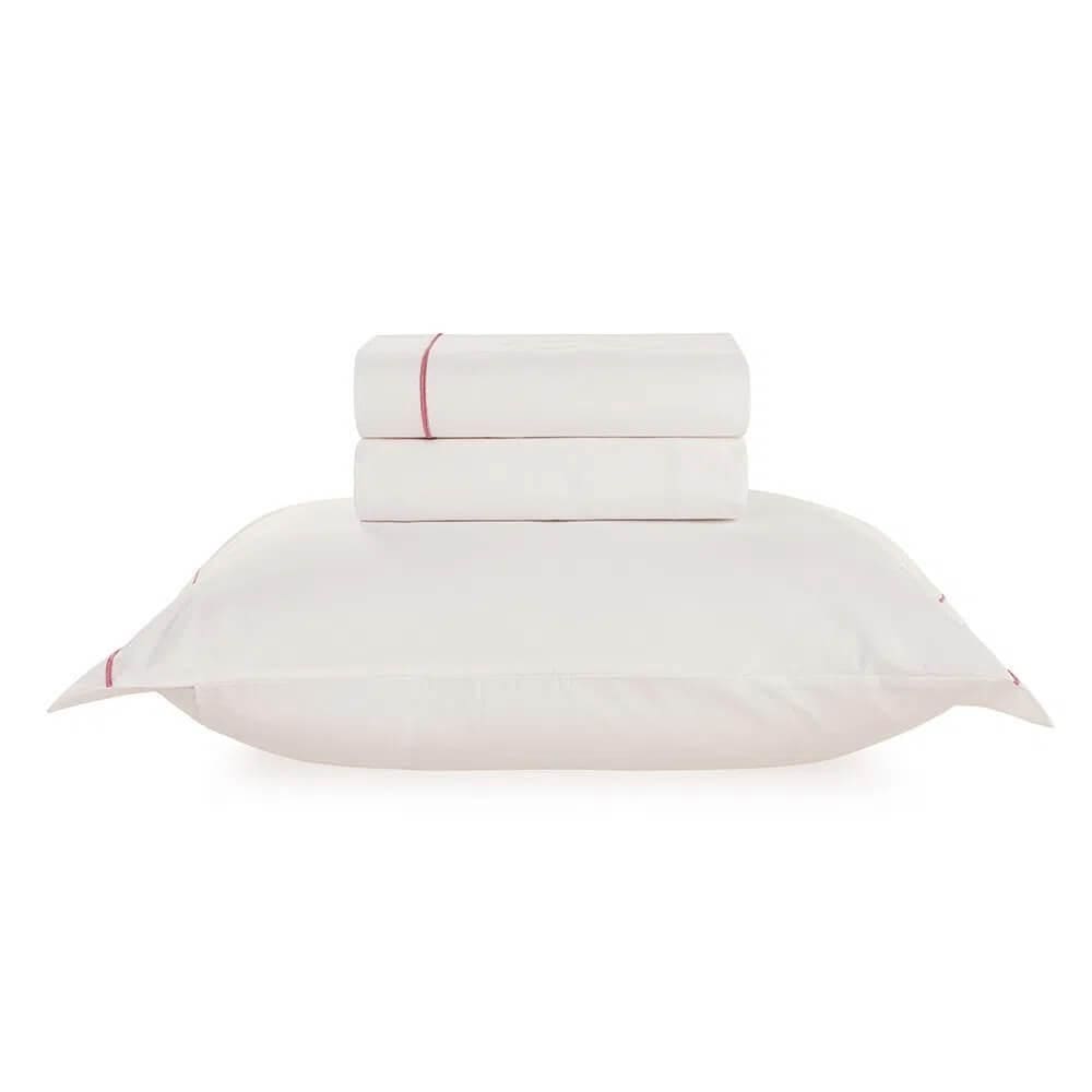Jogo Cama Solteiro 180 Fios Royale - Karsten Branco / Rose