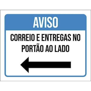 Kit 3 Placa Aviso Entregas Portão Ao Lado Seta 36X46