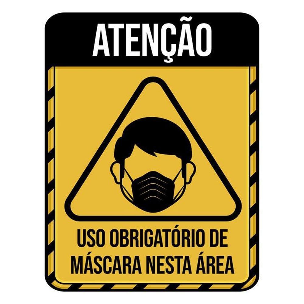Kit 3 Placas Atenção Uso Obrigatório Mascara Nesta Área