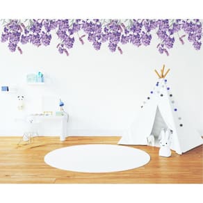 Adesivo De Parede Florais Jardim Lavanda Folhagens Boho