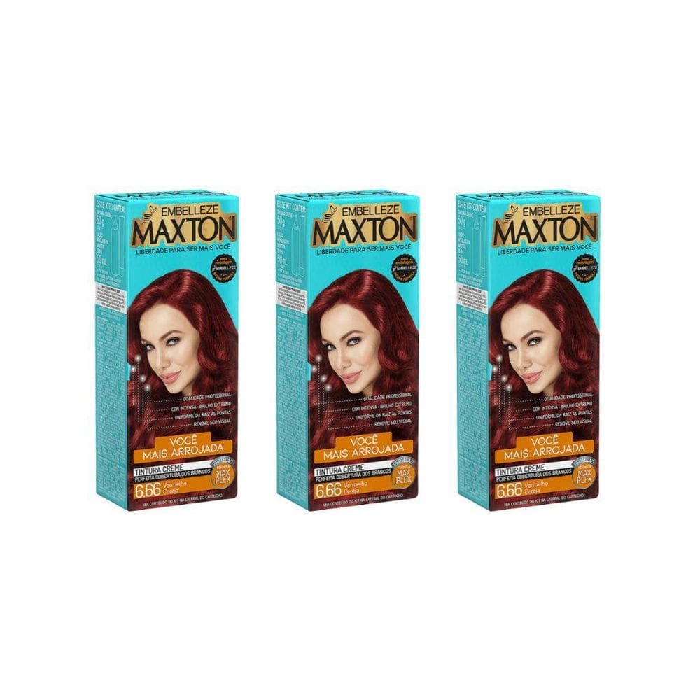 Coloraçao Maxton 6.66 Vermelho Estivo-Kit C/3Un