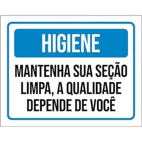 Kit 3 Placas Higiene Mantenha Sua Seção Limpa Qualidade