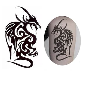 Tatuagem Temporária Tribal Dragão Inferno Anjo Mal