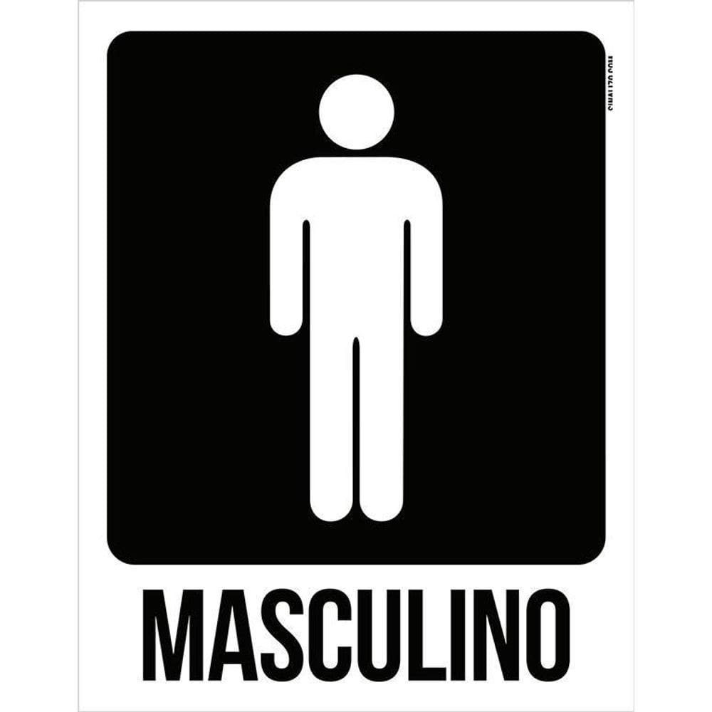 Placa Banheiro Masculino - Sinalização Toilet Atenção 36X46