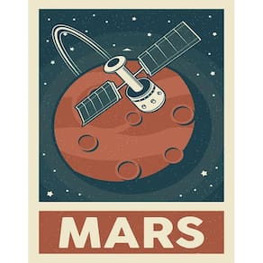 Placa Decorativa Espaço - Planeta Mars Marte 36X46